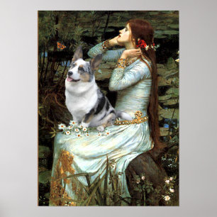 Welsh Corgi (blue merle) - Ophelia Seated Poster
