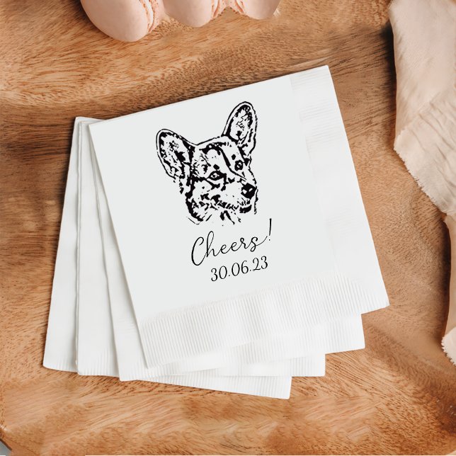Welsh Corgi Cheers Dog Custom Cocktail Napkin (Creator Uploaded)