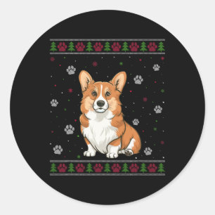 Welsh Corgi Christmas Sweater Xmas Pet Animal Dog Classic Round Sticker