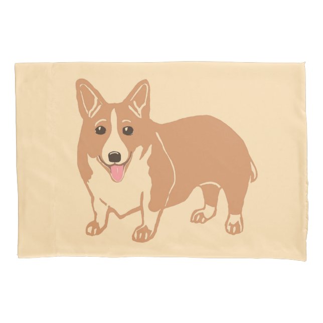 Welsh Corgi Creme Pillowcase (Front)