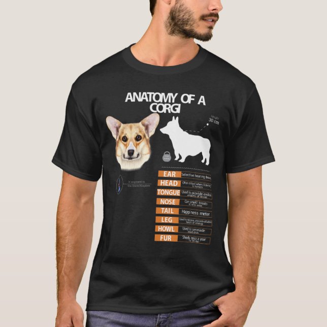 Welsh Corgi Dog Anatomy Mum Grandma Men Women Kids T-Shirt (Front)