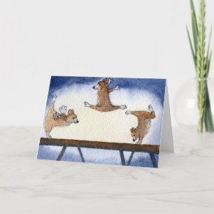 Welsh Corgi dog artistic gymnastics Card