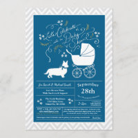 Welsh Corgi Dog Baby Shower Blue Boy