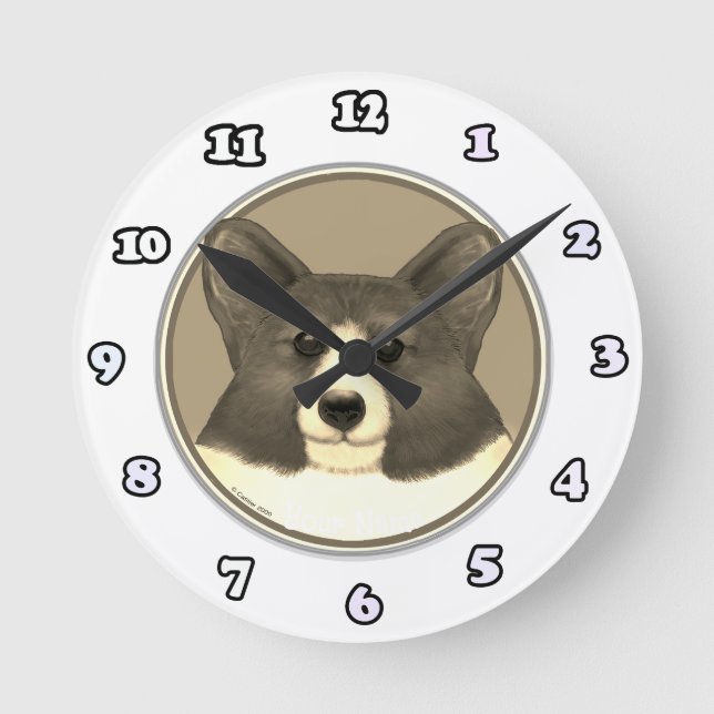 Welsh Corgi dog  clock (Front)