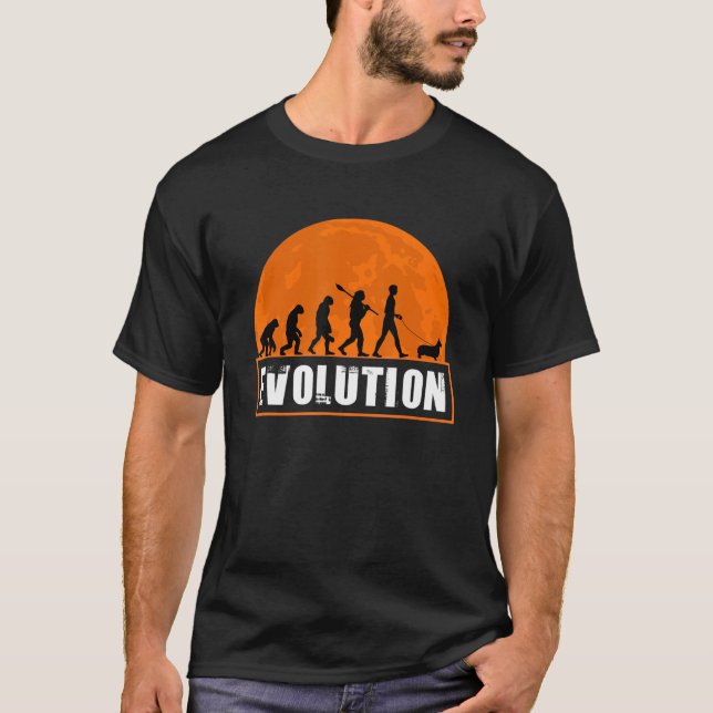 Welsh Corgi Dog Dad Human Evolution T-Shirt (Front)