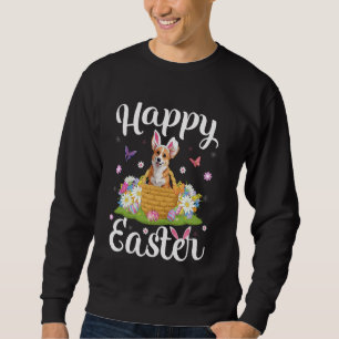 Welsh Corgi Dog Happy Easter Egg Hunt Bunny Ear Ea Sweatshirt