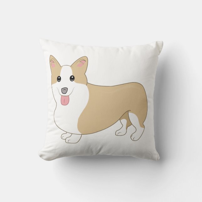 Welsh Corgi Dog Illustration Cushion (Front)