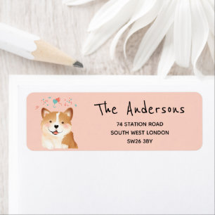 Welsh Corgi Dog Illustration Pet Return Address Label