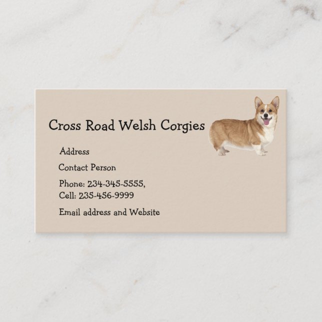 Welsh Corgi Dog Pet Animal Logo  Business Card Ma (Front)