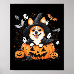 Welsh Corgi Dog Pumpkin Halloween Thanksgiving Poster