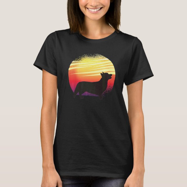 Welsh Corgi Dog Retro 8 T-Shirt (Front)