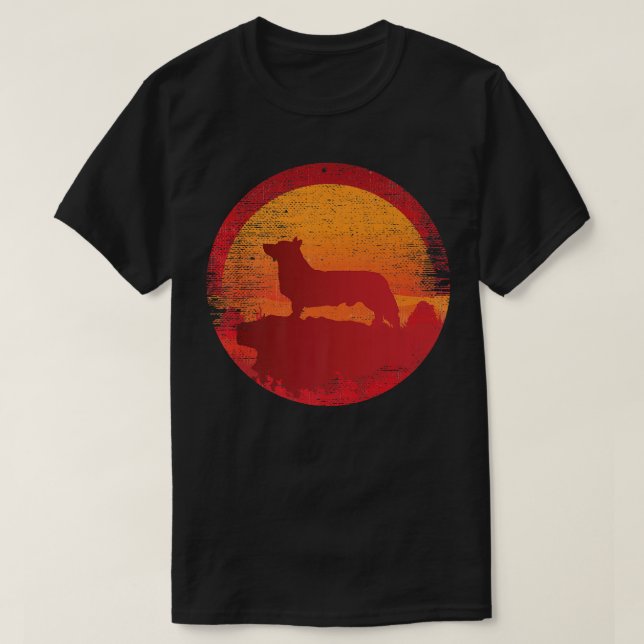 Welsh Corgi Dog Retro Sunset1614 T-Shirt (Design Front)