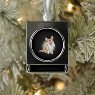 Welsh Corgi Dog Silver Plated Banner Ornament