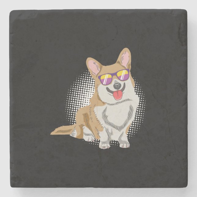 Welsh Corgi Dog Stone Coaster (Front)