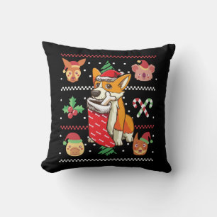 Welsh Corgi Dog Ugly Christmas Cushion