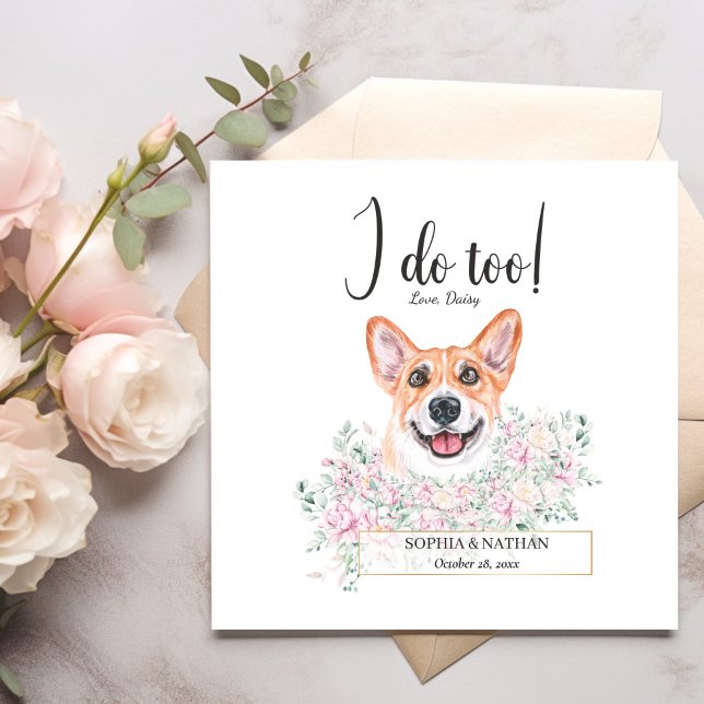 Welsh Corgi Dog Wedding Cocktail Napkins (Creator Uploaded)