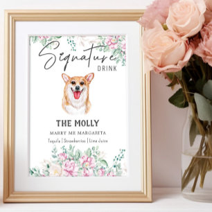 Welsh Corgi Dog Wedding Signature Drink Sign
