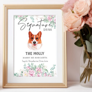 Welsh Corgi Dog Wedding Signature Drink Sign
