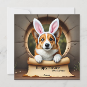 Welsh Corgi dog - with Family Name Holiday Card