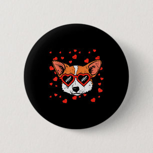 Welsh Corgi Face Heart Gles Cute Valentines Day Do 6 Cm Round Badge