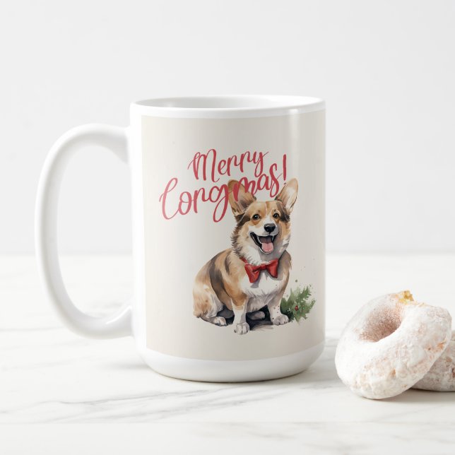 Welsh Corgi Funny Christmas Dog Coffee Mug (With Donut)