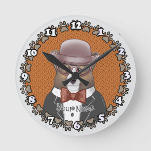 Welsh Corgi Glasses Round Clock