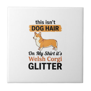 Welsh Corgi Glitter Funny Dog Lover T-Shirt Design Ceramic Tile