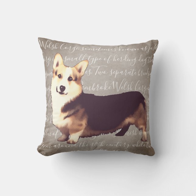 Welsh Corgi Illustration Pillow (Front)