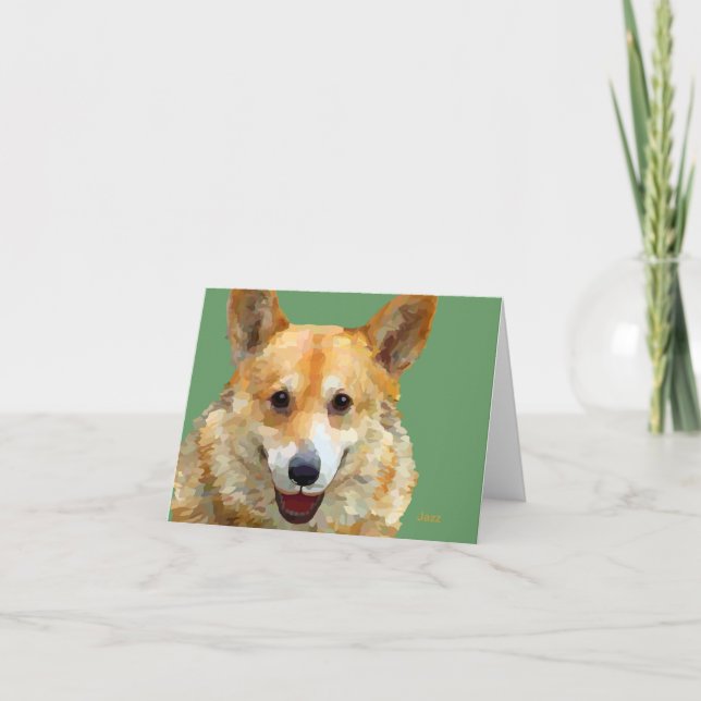 Welsh Corgi "Jazz" Fences For Fido Card (Front)