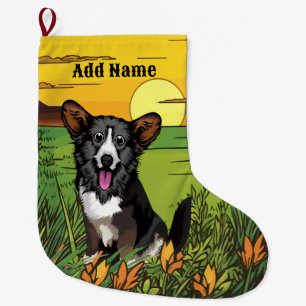 Welsh Corgi Large Christmas Stocking