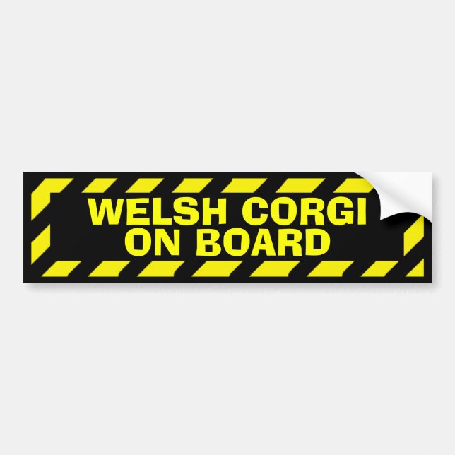 Welsh Corgi on board yellow caution sticker (Front)