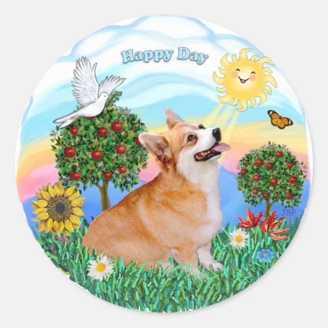 Welsh Corgi (Pembroke 7b) Classic Round Sticker (Front)
