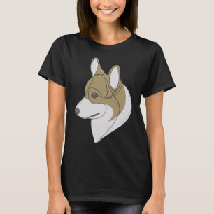 Welsh Corgi Pembroke Dog C One Line Drawing T-Shirt