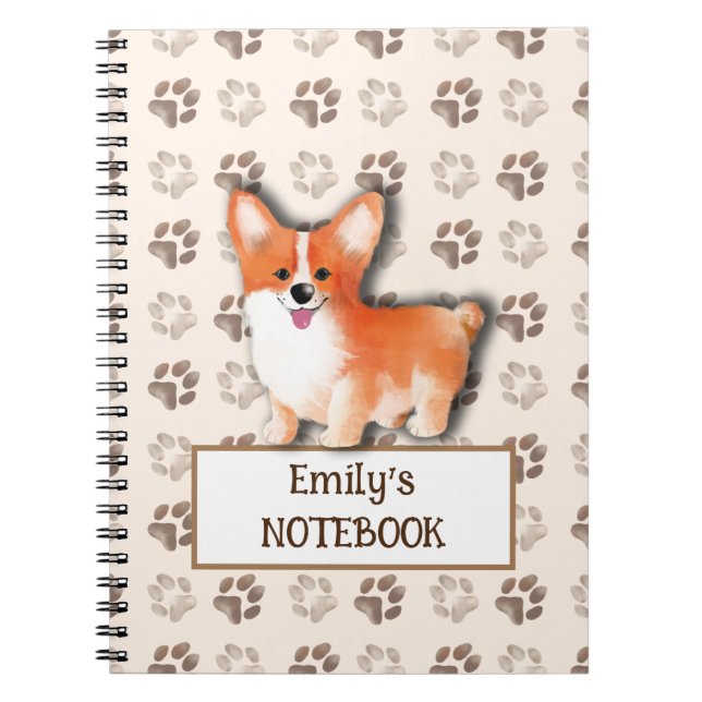Welsh Corgi Pembroke dog footprint customisable  Notebook (Front)