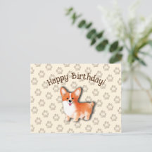 Welsh Corgi Pembroke Happy Birthday Editable