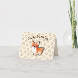 Welsh Corgi Pembroke Happy Birthday Editable Thank You Card