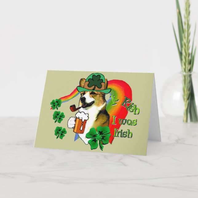 Welsh Corgi Saint Patrick's Day Card (Front)