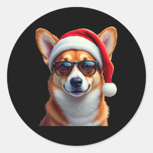Welsh Corgi Santa Christmas Sweater Xmas Funny Cor Classic Round Sticker