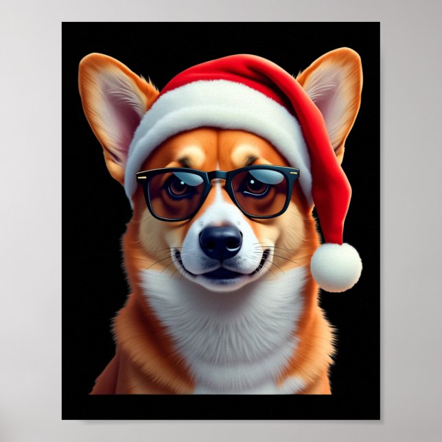 Welsh Corgi Santa Christmas Sweater Xmas Funny Cor Poster (Front)