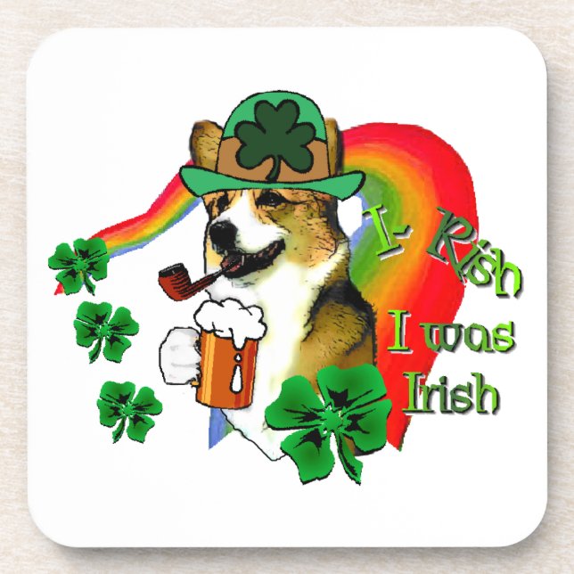 Welsh Corgi St Patricks Day Coaster (Front)
