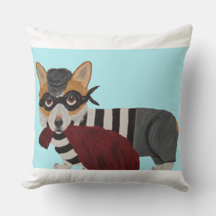 Welsh Corgi Treat Thief Burglar Throw Pillow