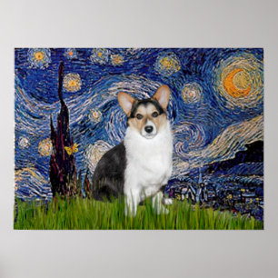 Welsh Corgi  Tri Colour -  Starry Night Poster