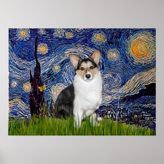 Welsh Corgi  Tri Colour -  Starry Night Poster (Front)