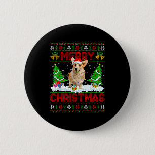 Welsh Corgi Ugly Xmas Sweater Funny Pet Dog Lover 6 Cm Round Badge