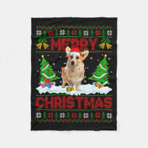 Welsh Corgi Ugly Xmas Sweater Funny Pet Dog Lover  Fleece Blanket