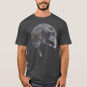 Welsh Corgi Under Moon Halloween Dog Lovers T-Shirt
