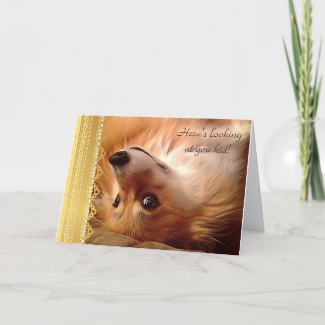 Welsh Corgi Valentine Looking at you kid Holiday Card (Front)