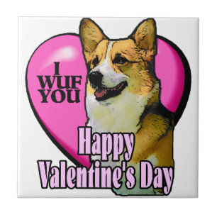 Welsh Corgi Valentine's Day Ceramic Tile