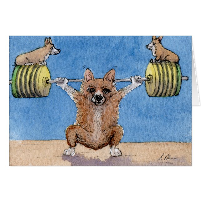 Welsh Corgi weight lifting (Front Horizontal)