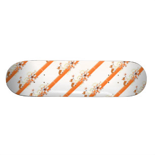 Welsh Corgi with a Floral Strip Skateboard